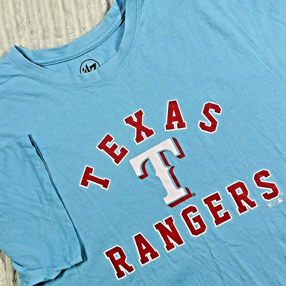 Texas Rangers Short Sleeve‎ Shirt Men's 2XL Light Blue Logo MLB Fanwear